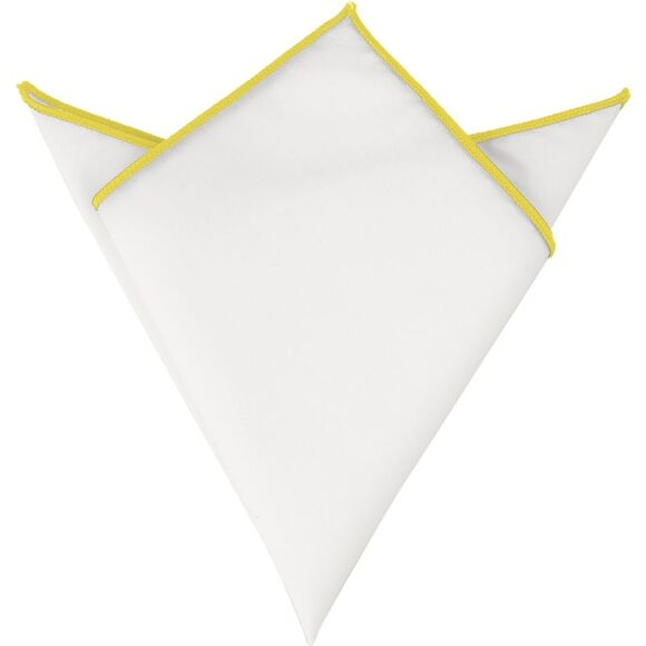 Cotton Handkerchiefs Color Contrast Trim White Pocket Squares Tuxedo Yellow - Picture 1 of 4